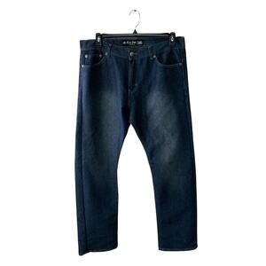 City Ink Tribal Jeans Mens 36x33 Straight Leg Dark Wash Casual Streetwear Denim